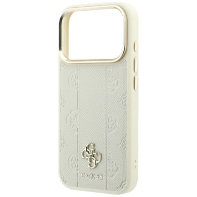 14. Etui Guess Stripe Peony 4G Logo MagSafe na iPhone 18 Pro Max / 17 Pro Max - beżowe