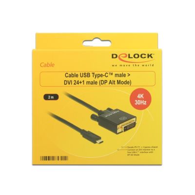 3. DeLOCK 2m, USB-C/DVI 24+1 zewnętrzna karta graficzna usb 3840 x 2160 px Czarny