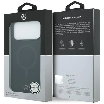 8. Etui Mercedes Plain Smooth Leather MagSafe do iPhone 17 Pro Max - czarne