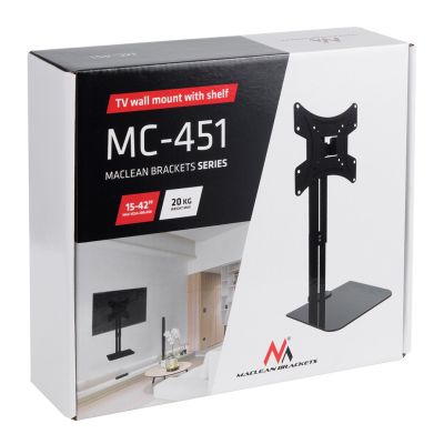 14. MACLEAN UCHWYT NA ŚCIANĘ DO TV Z PÓŁKĄ MC-451