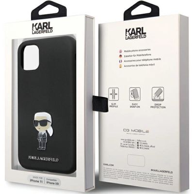 8. Etui Karl Lagerfeld Silicone Ikonik Metal Pin na iPhone 11 / Xr - czarne
