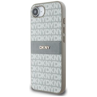 2. Etui DKNY Repeat Texture Pattern with Tonal Stripe na iPhone 16e - beżowe
