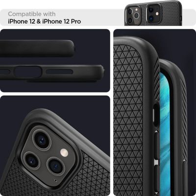 13. Etui Spigen Liquid Air na iPhone 12 / iPhone 12 Pro - czarny mat