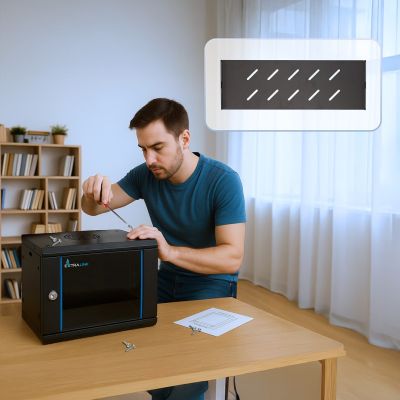 13. Extralink LITE 4U 530X400 WALL-MOUNTED RACKMOUNT CABINET BLACK Stojak wolnostojący/ścienny/podłogowy Czarny