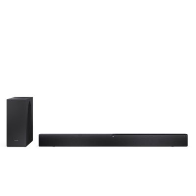 5. Listwa dźwiękowa Sharp 2.1 Dolby Atmos/DTS Virtual:X z wąskim bezprzewodowym subwooferem | Głośnik HT-SBW310 | 330 W | Łączność Bluetooth | Połączenie bezprzewodowe