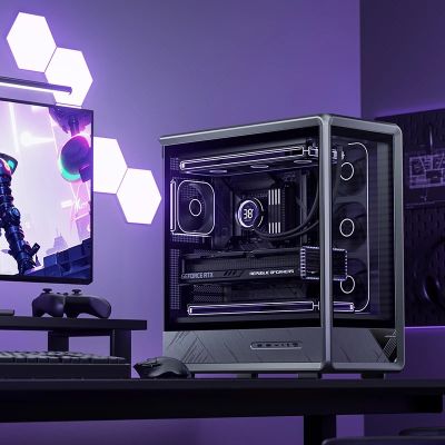 3. Jonsbo D401 PC-Gehäuse, Midi Tower, ATX, Tempered Glass - schwarz