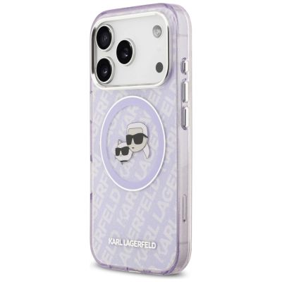 2. Etui Karl Lagerfeld IML Glitter Karl & Choupette Heads Logo MagSafe na iPhone 17 Pro Max - fioletowe