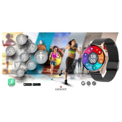 9. Smartwatch Damski GIEWONT Różowe Złoto Czarny GW330-4
