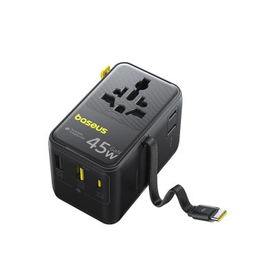 3. Adapter podróżny Baseus PicoGo AG11 45W 6w1 ze zwijanym kablem USB-C - czarny