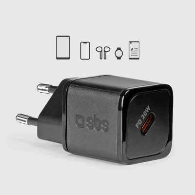 9. Ładowarka sieciowa SBS TETRGAN1C20K 20W GaN USB-C z Power Delivery - czarna