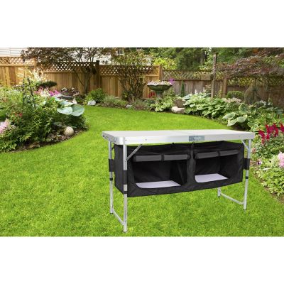 15. STOLIK TURYSTYCZNY SKŁADANY KEMPINGOWY 120x47x70/62/54CM Z SZAFĄ 33X30X36CM