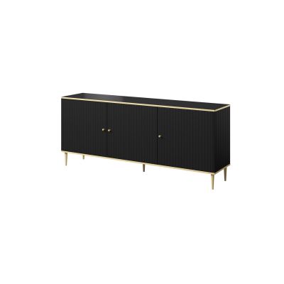 Komoda GLAMOUR 180x40x75,5 czarny mat + złoty