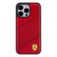 3. Etui Ferrari Perforated Waves Metal Logo na iPhone 15 Pro - czerwone
