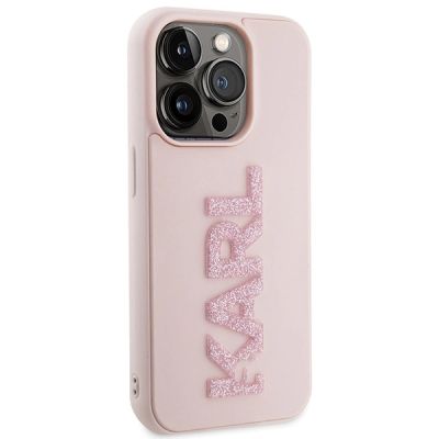 4. Etui Karl Lagerfeld 3D Rubber Glitter Logo na iPhone 15 Pro Max - różowe