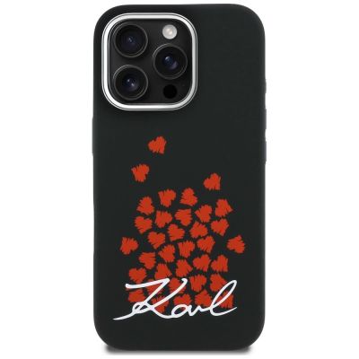 3. Etui Karl Lagerfeld Silicone Heart Sign Logo MagSafe na iPhone 16 Pro Max - czarne