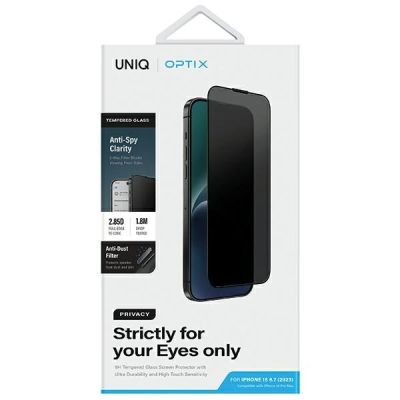 6. Szkło UNIQ Optix Privacy hartowane prywatyzujące na iPhone 15 Plus / 14 Pro Max z aplikatorem