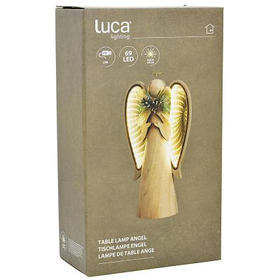 5. ANIOŁ DEKORACYJNY DREWNIANY LED wys: 30CM USB
