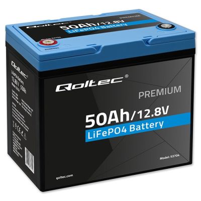 2. Qoltec Akumulator LiFePO4 Litowo-Żelazowo-Fosforanowy | 12.8V | 50Ah | 640Wh| BMS