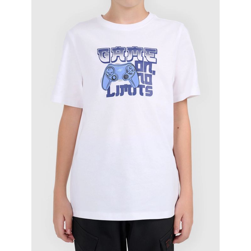 T-shirt z nadrukiem chłopięcy 4F 4FJWAW26TTSHM3517-10S