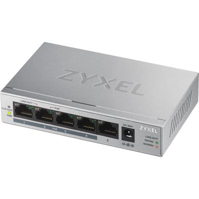 12. Switch Zyxel GS1005-HP 5p PoE (PoE+: 4) 60W Unmanaged Gigabit