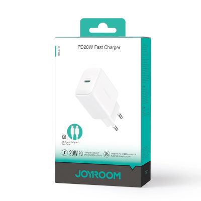8. Ładowarka Joyroom JR-TCF20 sieciowa USB-C PD 20W - biała + kabel USB-C / USB-C 1m
