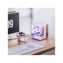Obudowa PC Jonsbo TK-0, Mini-Tower, Mini-ITX, Tempered Glass, Holz - weiß