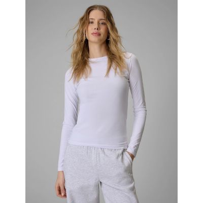 Longsleeve slim gładki damski 4F 4FRSS26TLONF658-10S