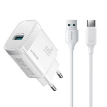 Ładowarka sieciowa Joyroom JR-TF4 18W z kablem 3 A USB-A - USB-C 1m - biała