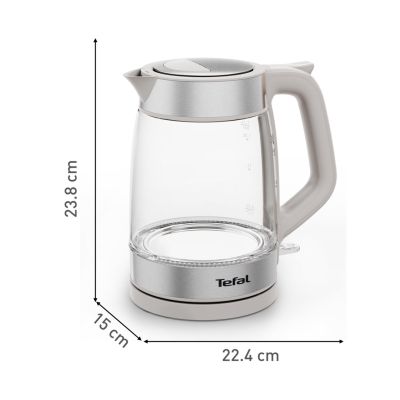 3. Tefal Glass Kettle KI605B30 czajnik elektryczny 1,7 l 2200 W Szary, Srebrny, Przezroczysty