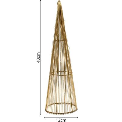 19. CHOINKA DEKORACYJNA ZŁOTA LED CIEPŁY BIAŁY 40CM