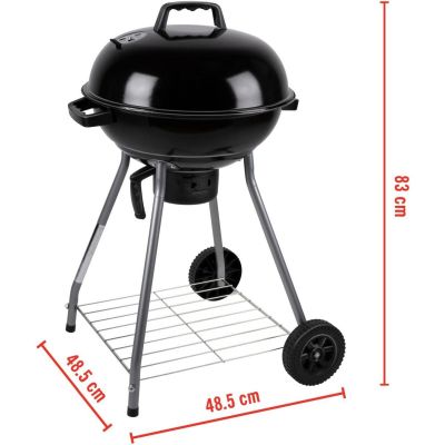 9. GRILL OGRODOWY KULISTY REX STALOWY 46CM Z POPIELNIKIEM