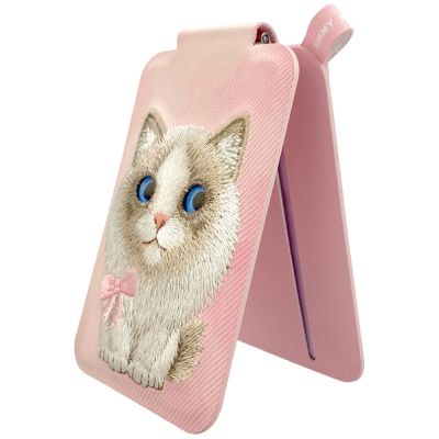 3. Portfel Magnetyczny Nimmy New Big-Eye Cute Pets 2.0 Cat ze stojakiem na telefon - różowe