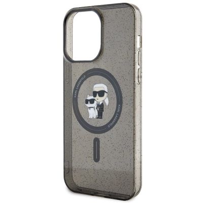 6. Etui Karl Lagerfeld Karl&Choupette Glitter MagSafe na iPhone 15 Pro Max - czarne
