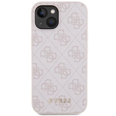 3. Etui Guess 4G Metal Gold Logo na iPhone 15 - różowe