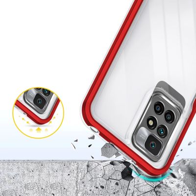 6. Clear 3in1 etui do Xiaomi Redmi 10 żelowy pokrowiec z ramką czerwony