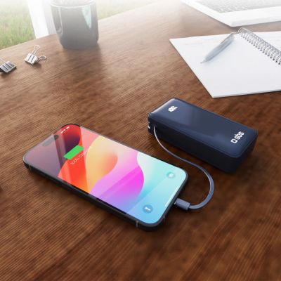 10. Powerbank SBS 10000 mAh 20W z wbudowanym kablem USB-C i wyświetlaczem cyfrowym - ciemnoszary