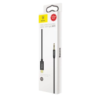7. Baseus kabel audio stereo przejściówka AUX 3,5 mm mini jack - USB Typ C do telefonu tabletu 120cm czarny (CAM01-01)