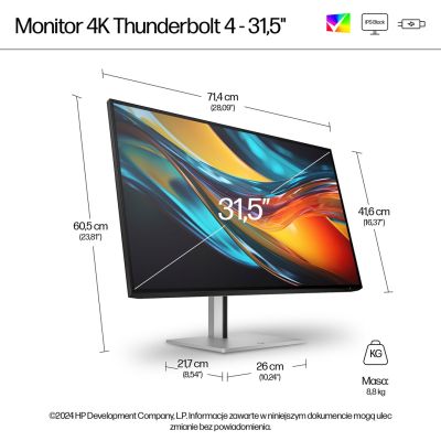 9. HP Monitor Pro seria 7 4K Thunderbolt 4 – 732pk, 31,5”