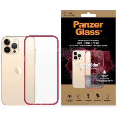9. Etui PanzerGlass ClearCase antybakteryjne z certyfikatem Military Grade na iPhone 13 Pro Max - przezroczysto-różowe