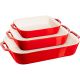 11. Zestaw 3 prostokątnych półmisków ceramicznych STAUB 40508-171-0 - czerwony