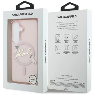 8. Etui Karl Lagerfeld IML KC Script MagSafe na Samsung Galaxy S26 - różowe