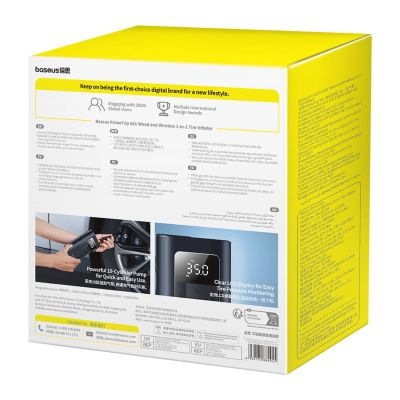 5. Kompresor do opon Baseus PrimeTrip VA1 75W 2w1 z latarką i powerbankiem 6000mAh - czarny