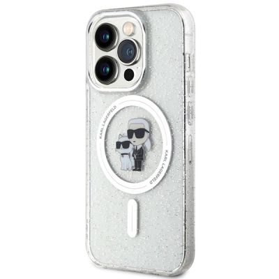 2. Etui Karl Lagerfeld Karl&Choupette Glitter MagSafe na iPhone 15 Pro - przezroczyste