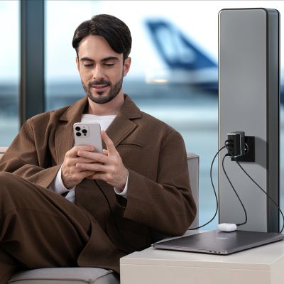 14. Ładowarka sieciowa Cuktech AD1404UEU 140 W GaN 3x USB-C + USB-A z kablem USB-C - szara