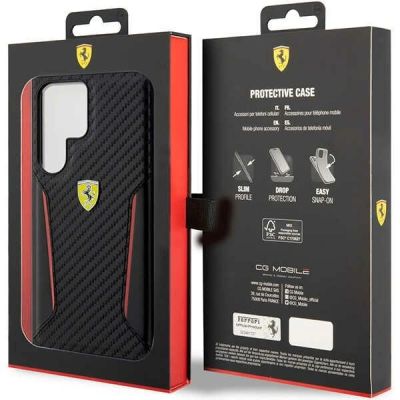 8. Etui Ferrari Carbon Contrast Edges na Samsung Galaxy S23 Ultra - czarny
