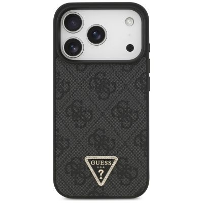 3. Etui Guess Leather 4G Triangle Strass MagSafe na iPhone 17 Pro - czarne