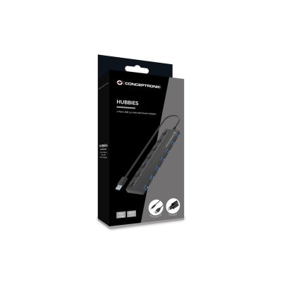 4. Conceptronic HUBBIES19BP huby i koncentratory USB 3.2 Gen 1 (3.1 Gen 1) Type-A 5000 Mbit/s Czarny