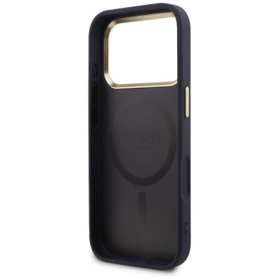 7. Etui Guess Perforated 4G MagSafe na iPhone 17 Pro - niebieskie
