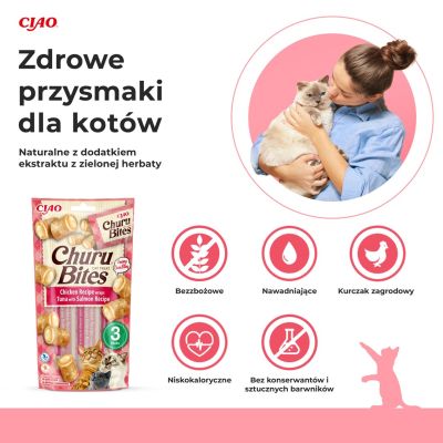 2. Przysmak CHURU Bites Tuńczyk&Łosoś dla kota 3x10g