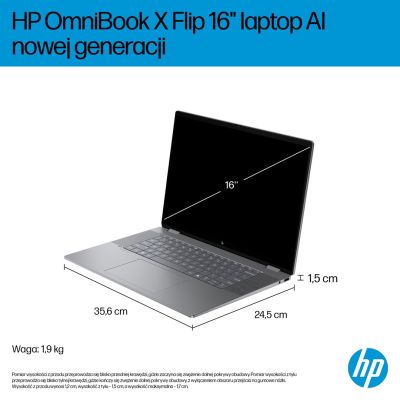 12. HP OmniBook X Flip 16-ar0016nw Ryzen AI 5 340 16.0"2K Touch OLED IPS 300nits AG 16GB LPDDR5X SSD1TB Radeon 840M Cam 5MPx + IR  68Wh Win11 Meteor Silver 2Y